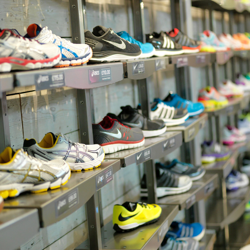 Retail shoe displays at Ribby Hall