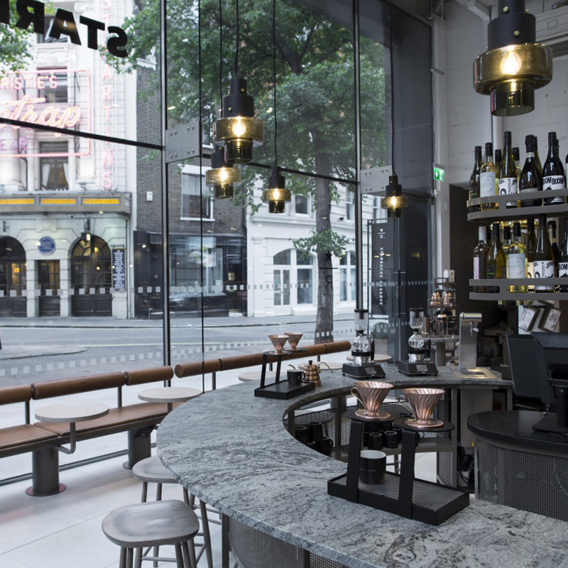 Orion House hospitality counter and interior